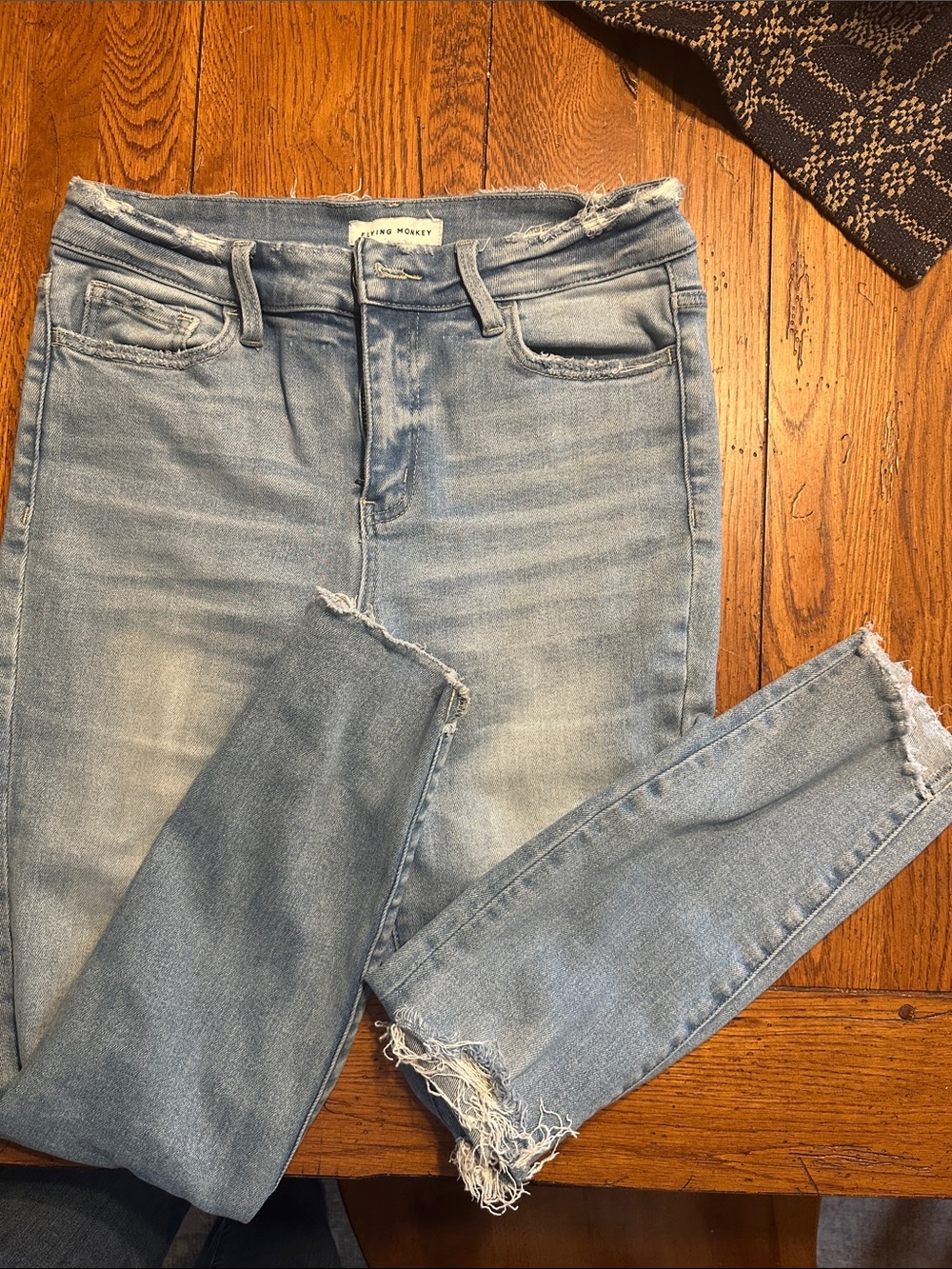 Flying Monkey Light Wash distressed straight leg Jeans